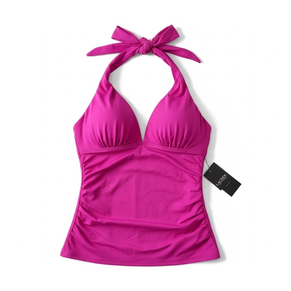 Lauren Ralph Lauren Beach Club Molded Cup Halter Tankini Top Size 4 Plumeria NWT